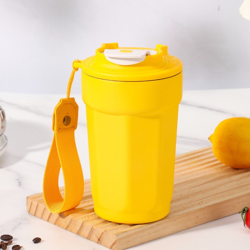 15 Oz. Car Tumbler Insulated Stainless Steel Macarons Coffe Water Bottle W/ Lanyard Strip