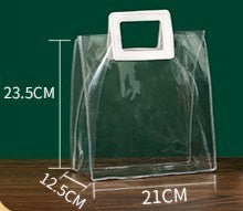 PVC Transparent Reusable Gift Wrap Bag Tote Bag W/ Rectangular Big Handle