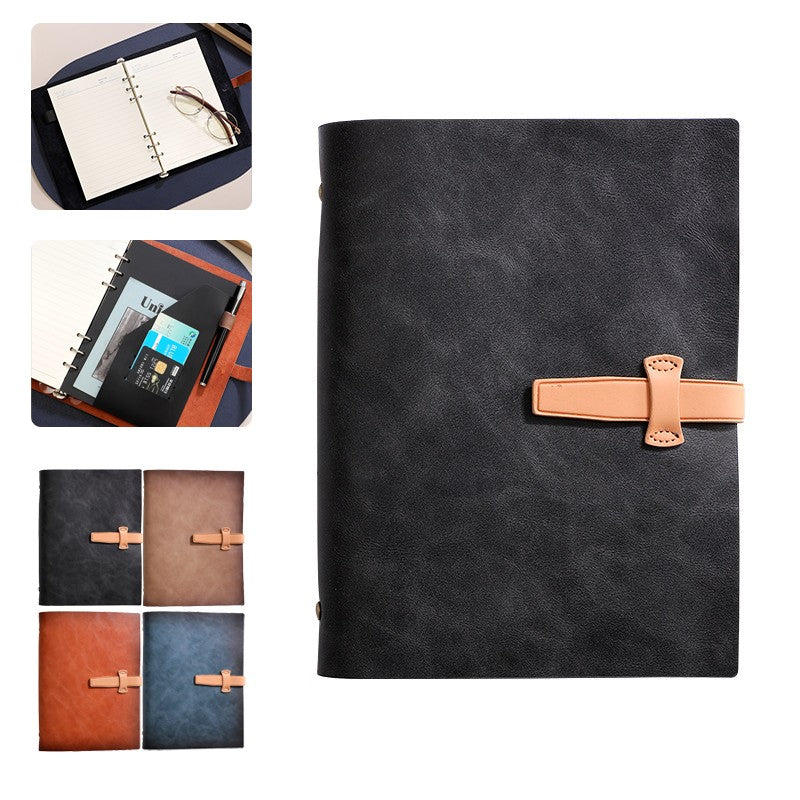 A5 Leather 6 Rings Binder Notebook