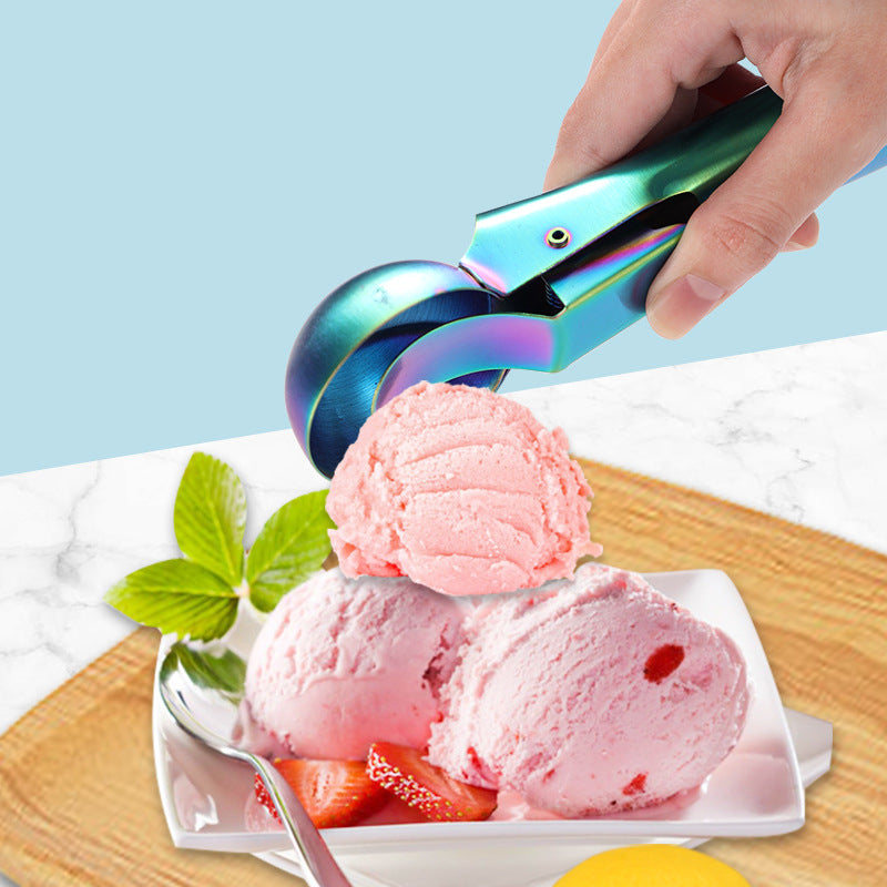 Metal Ice Cream Scoops with Trigger, Stainless Steel Ice Cream Digger Fruit Ice Ball Maker(Large)