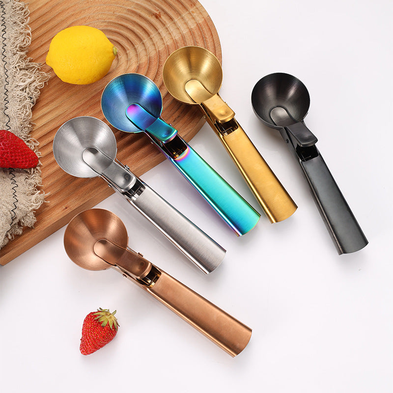 Metal Ice Cream Scoops with Trigger, Stainless Steel Ice Cream Digger Fruit Ice Ball Maker(Large)