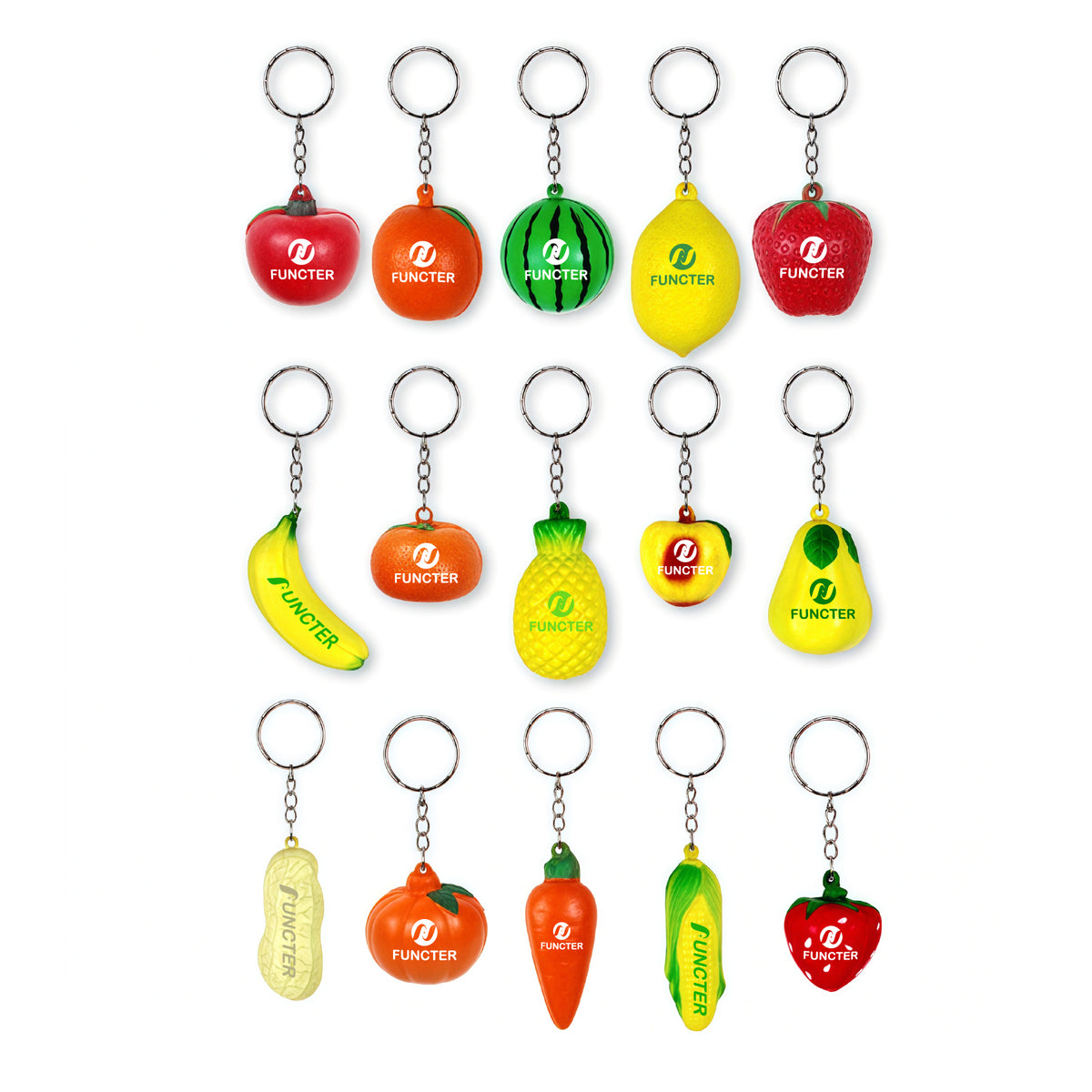 PU Simulated Fruit Stress Reliever Ball Keychain