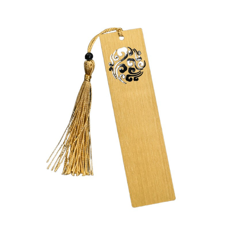 Gold Clouded Metal Bookmark With Tassel Spike Book Mark