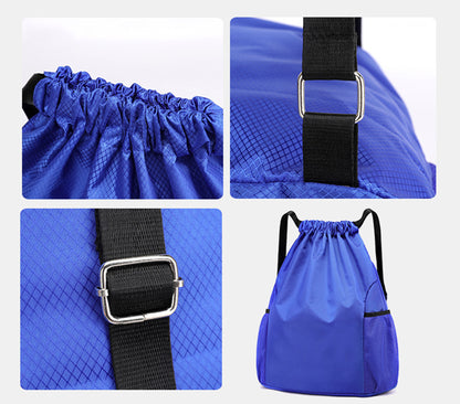 19.7 x15.7" Large Capacity Waterproof Sports Drawstring Backpack W/Mesh Side Pockets