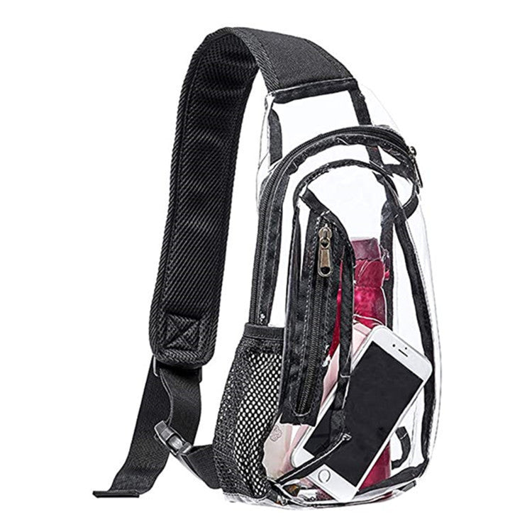 PVC Transparent Sling Bag Shoulder Bag Outdoor Travel Storage Backpack Gymnasium Bag