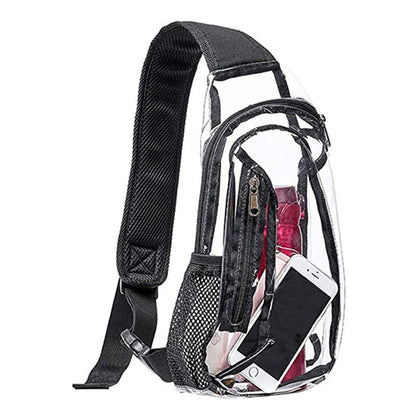 PVC Transparent Sling Bag Shoulder Bag Outdoor Travel Storage Backpack Gymnasium Bag