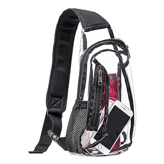 PVC Transparent Sling Bag Shoulder Bag Outdoor Travel Storage Backpack Gymnasium Bag