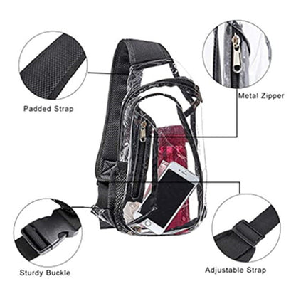 PVC Transparent Sling Bag Shoulder Bag Outdoor Travel Storage Backpack Gymnasium Bag