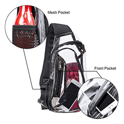 PVC Transparent Sling Bag Shoulder Bag Outdoor Travel Storage Backpack Gymnasium Bag