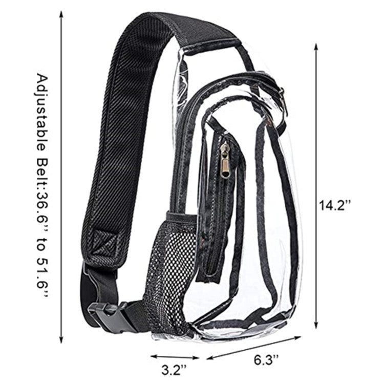 PVC Transparent Sling Bag Shoulder Bag Outdoor Travel Storage Backpack Gymnasium Bag