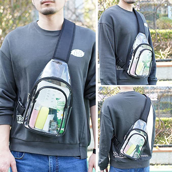 PVC Transparent Single Shoulder Backpack Outdoor Travel Backpack Gymnasium Visual Bag