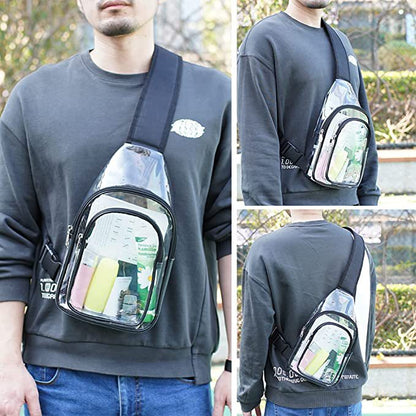 PVC Transparent Single Shoulder Backpack Outdoor Travel Backpack Gymnasium Visual Bag