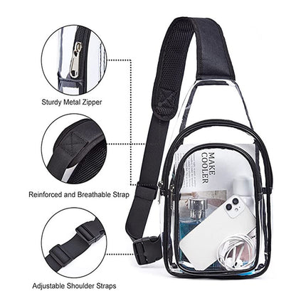 PVC Transparent Single Shoulder Backpack Outdoor Travel Backpack Gymnasium Visual Bag