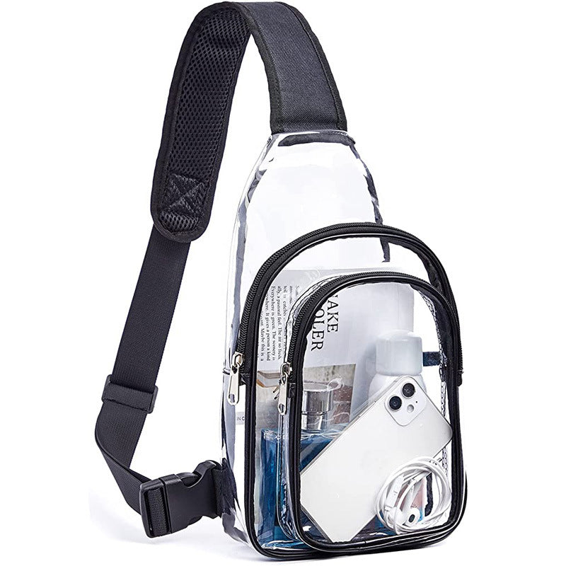 PVC Transparent Single Shoulder Backpack Outdoor Travel Backpack Gymnasium Visual Bag