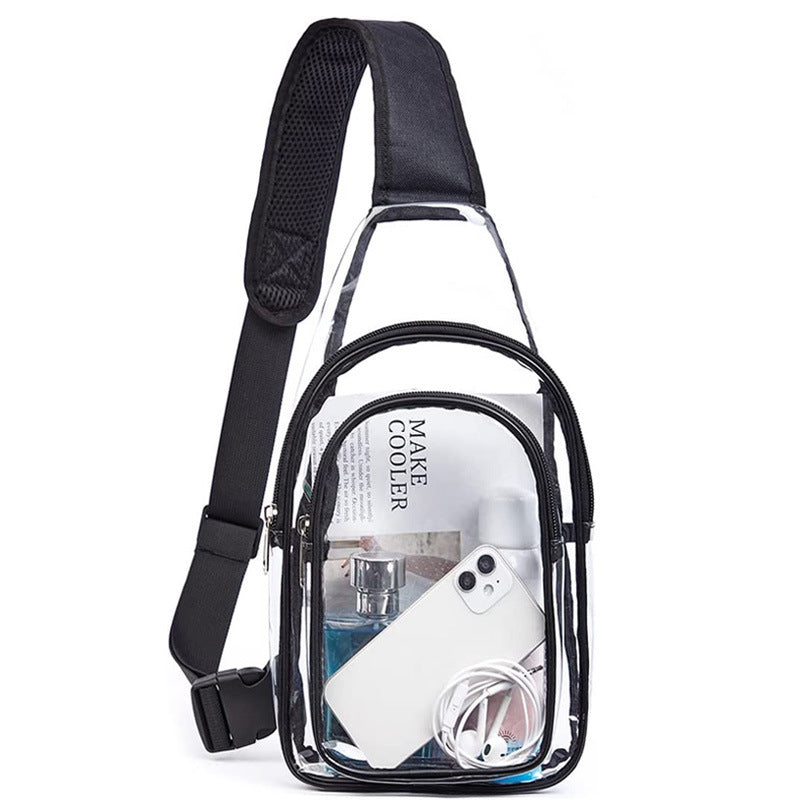 PVC Transparent Single Shoulder Backpack Outdoor Travel Backpack Gymnasium Visual Bag
