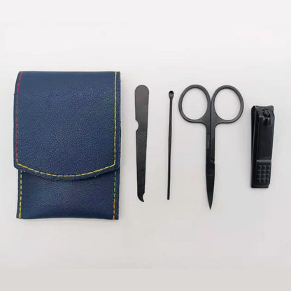 4 PCS Black Manicure Set W/ PU Case