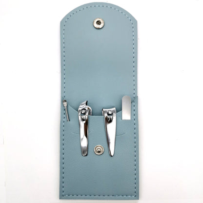 Silver 4 Pieces Manicure Set W/ PU Case