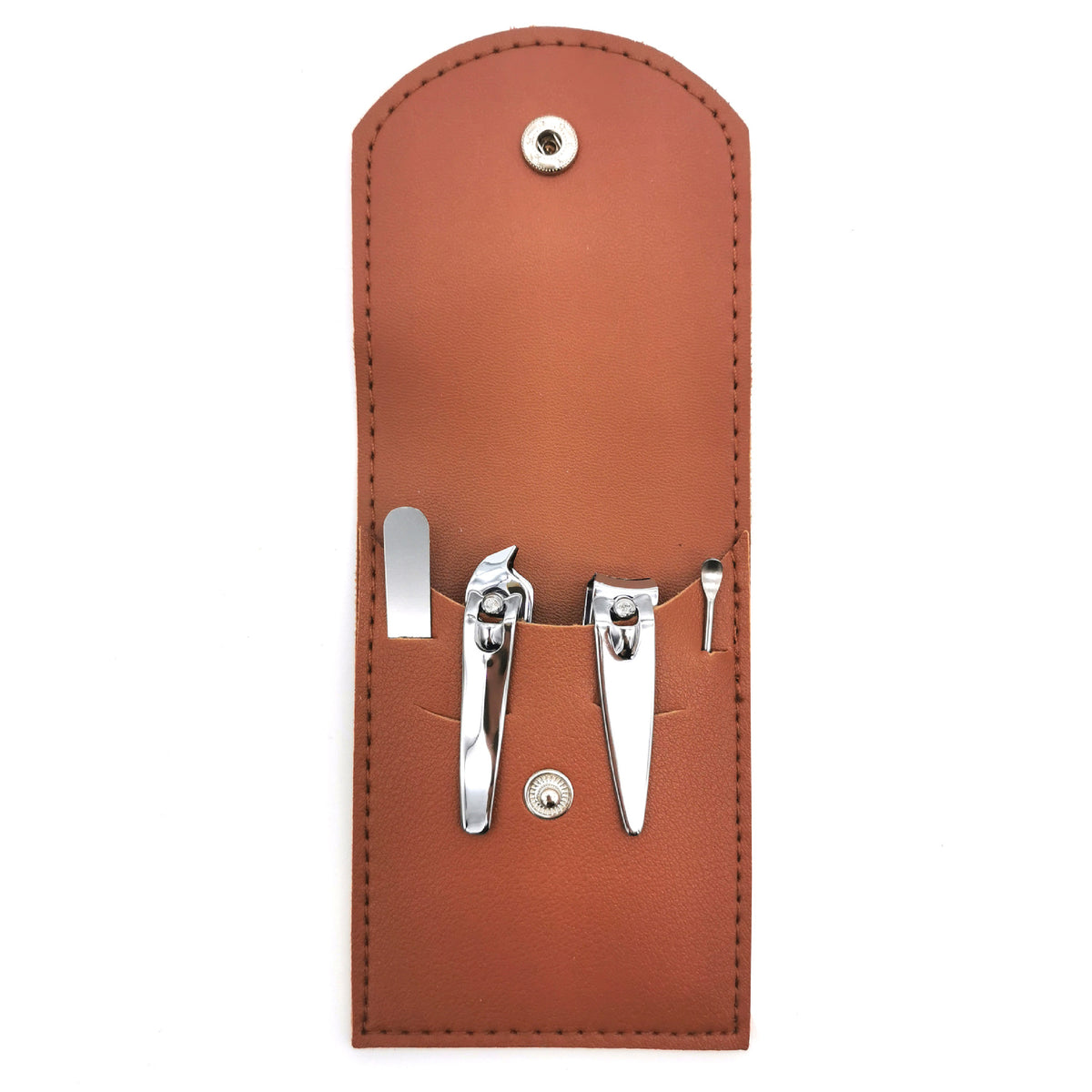 Silver 4 Pieces Manicure Set W/ PU Case