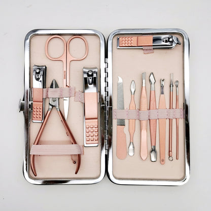 Rose Gold 12 Pieces Manicure Set W/ PU Case