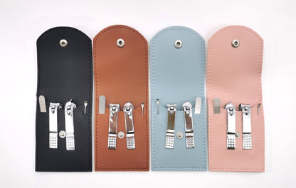 Spot Handle Clippers 4 Pieces Manicure Set W/ PU Case