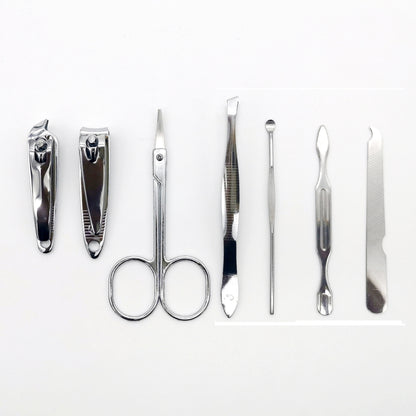 Silver 7 Pieces Manicure Set W/ PU Case