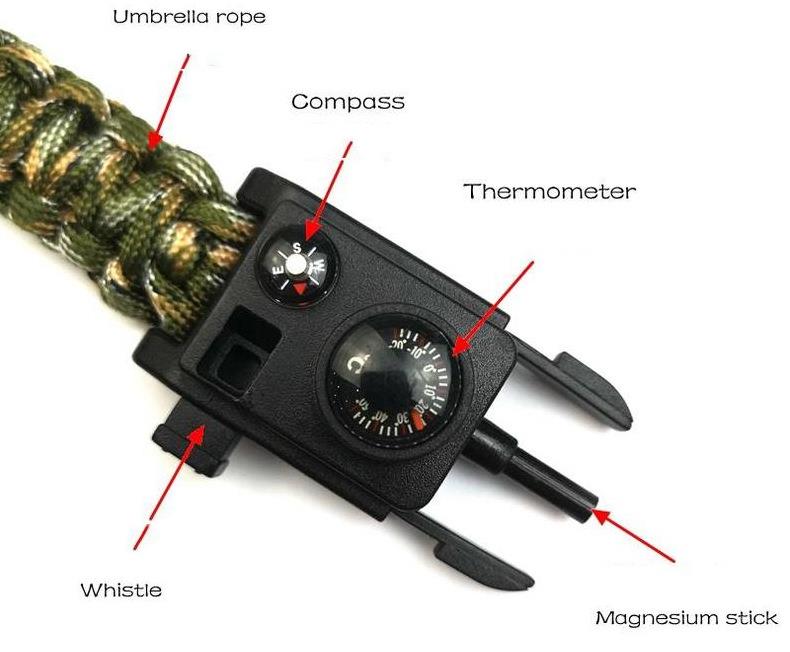 10" 1 Multifunction Outdoor Emergency Survival Gear Paracord Bracelet