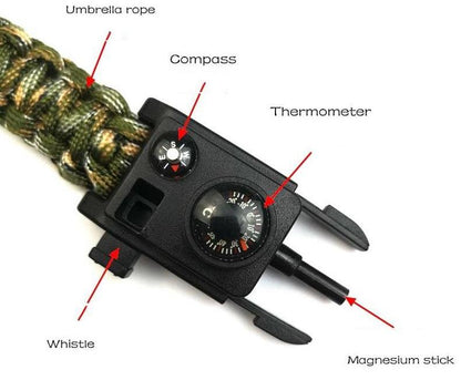 10" 1 Multifunction Outdoor Emergency Survival Gear Paracord Bracelet