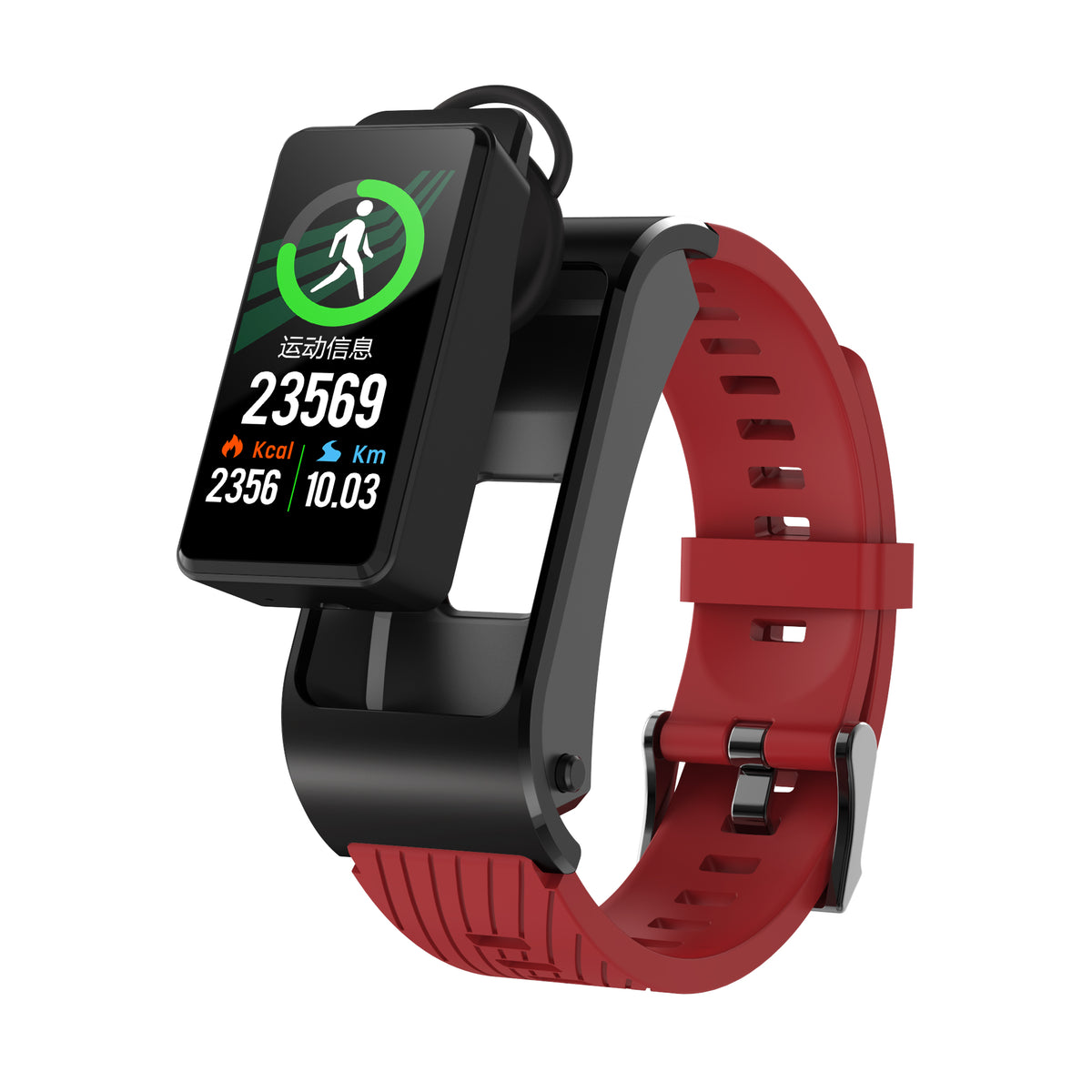 Thermometer Earphone Smart Bracelet H21 W/ Silicone Belt