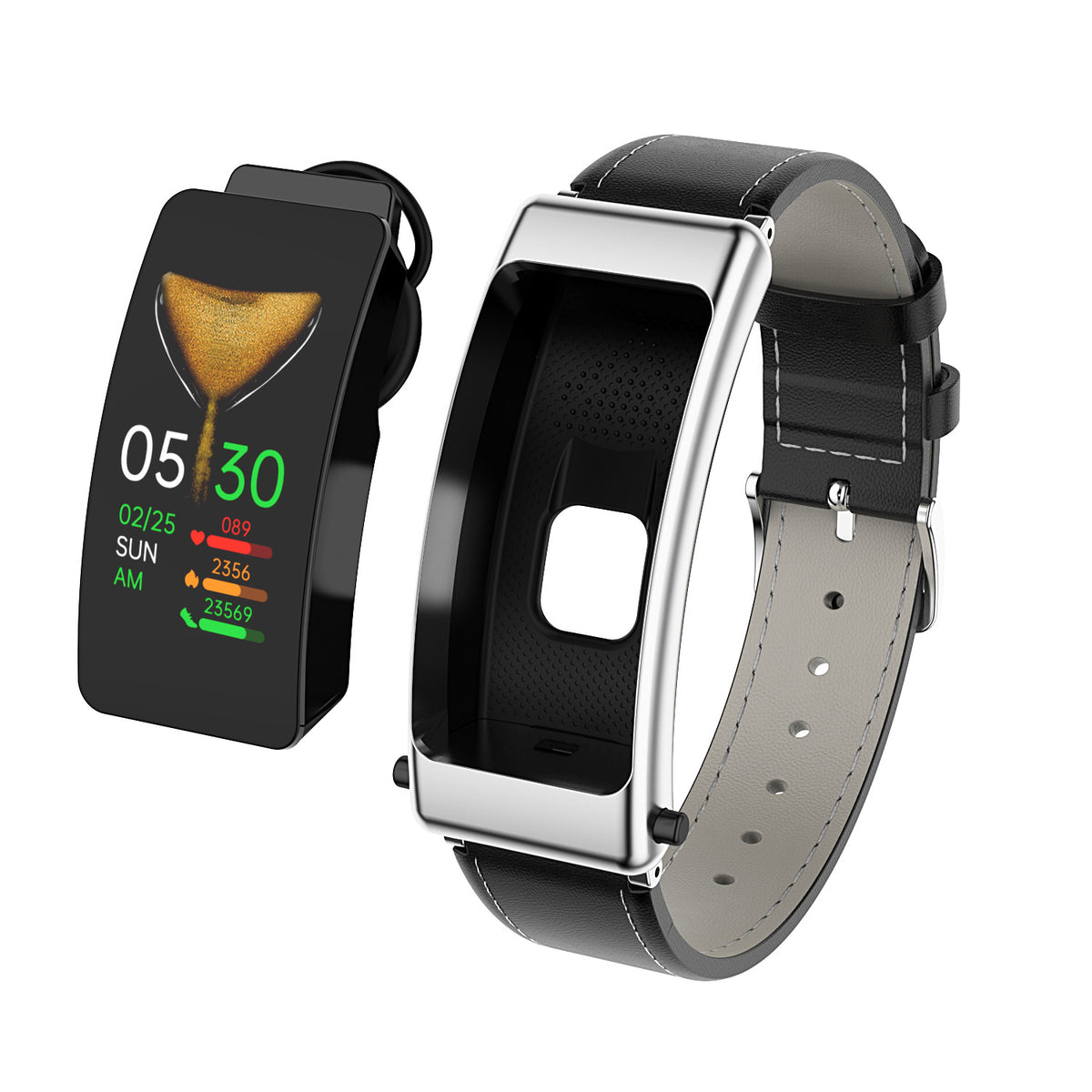 2" 1 Smart Bracelet Wireless Headphone Leather Belt