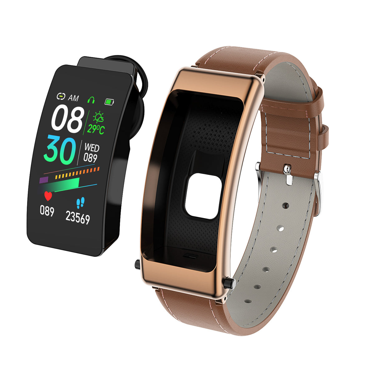 2" 1 Smart Bracelet Wireless Headphone Leather Belt