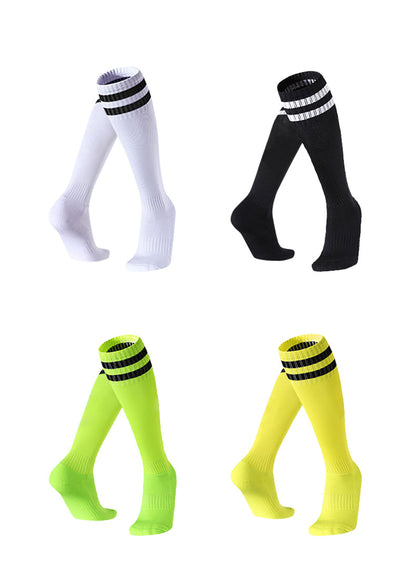 Kids Soccer Socks Boys Girls Knee Athletic High Tube Socks Cotton Striped Socks for Soccer ( Large )