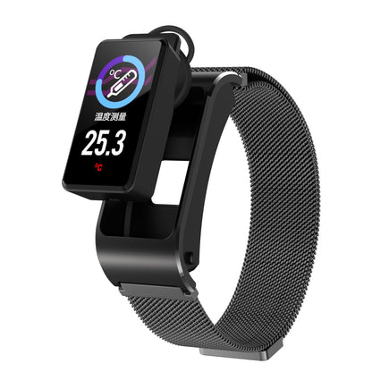 Thermometer Earphone Smart Bracelet W/ Stainless Steel Belt