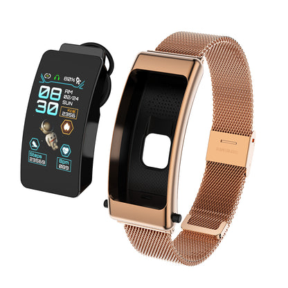 2" 1 Smart Bracelet Wireless Headphone Steel Belt