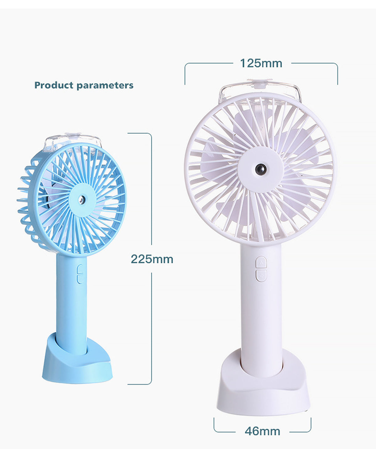 Mini Misting Hand Held Fan, Humidifier Fan W/3 Speed Adjustable Cooling Fan, Portable USB Desk Fan