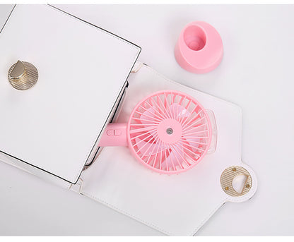 Mini Misting Hand Held Fan, Humidifier Fan W/3 Speed Adjustable Cooling Fan, Portable USB Desk Fan