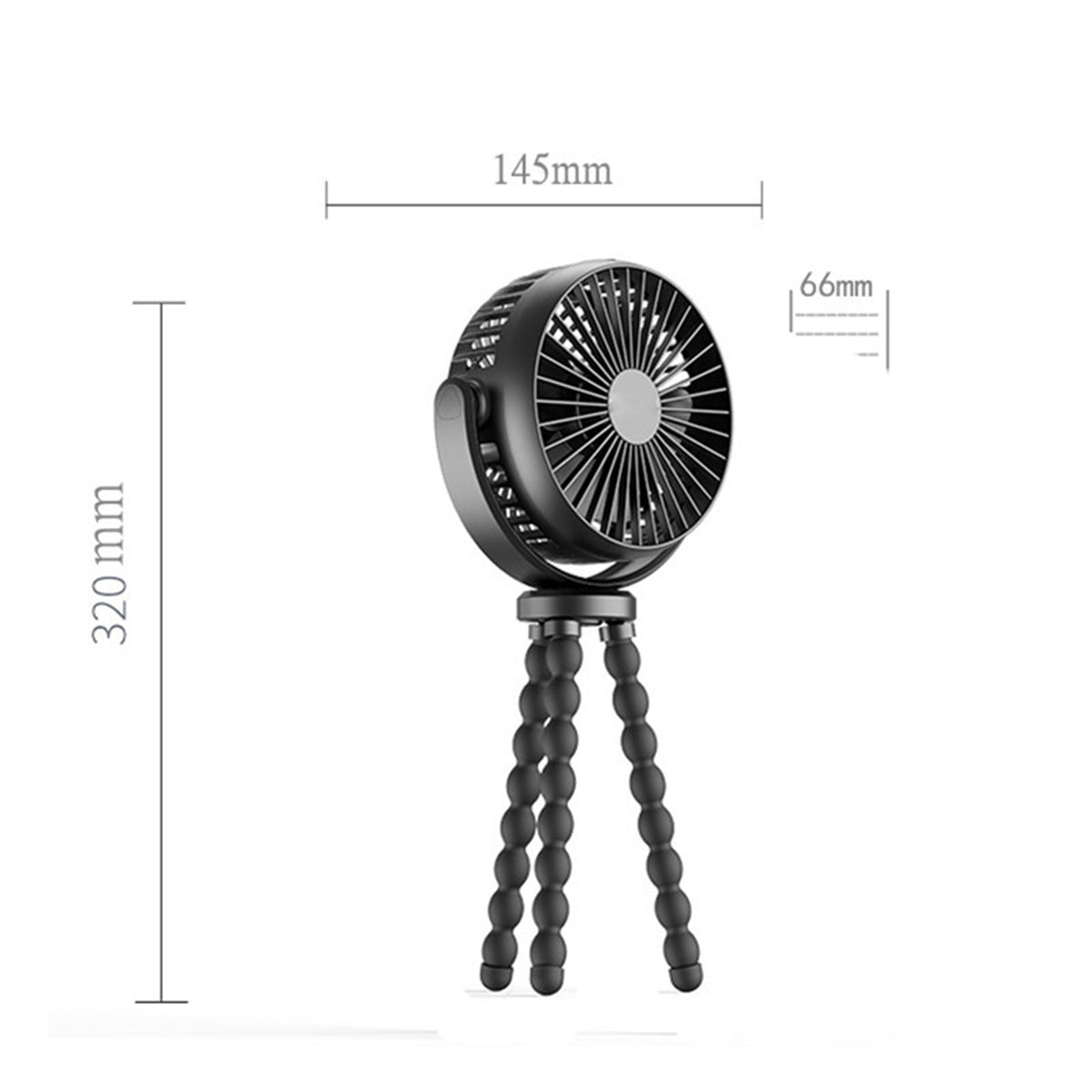 Mini Octopus Fan, USB Charging Portable Fans, 6" Quiet Desk Fan Black, 3 Speeds Strong Airflow