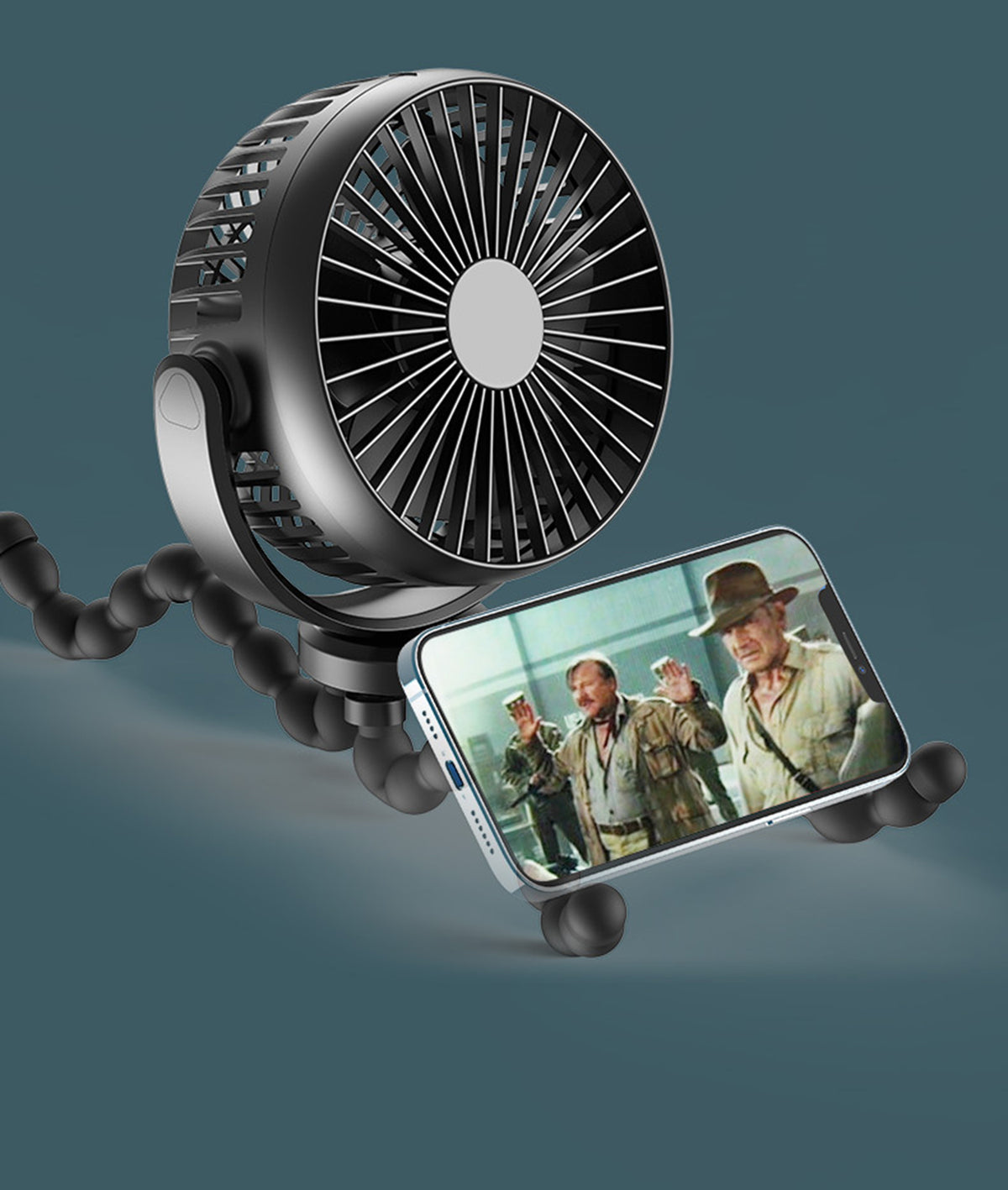 Mini Octopus Fan, USB Charging Portable Fans, 6" Quiet Desk Fan Black, 3 Speeds Strong Airflow