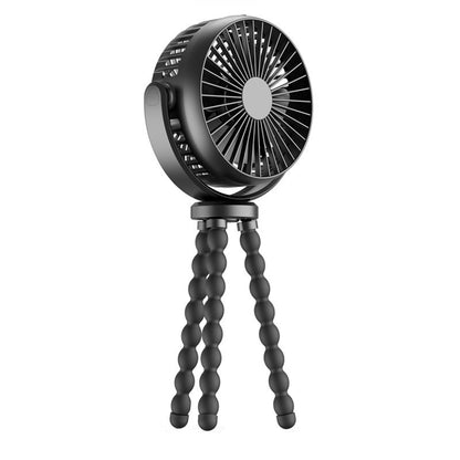 Mini Octopus Fan, USB Charging Portable Fans, 6" Quiet Desk Fan Black, 3 Speeds Strong Airflow