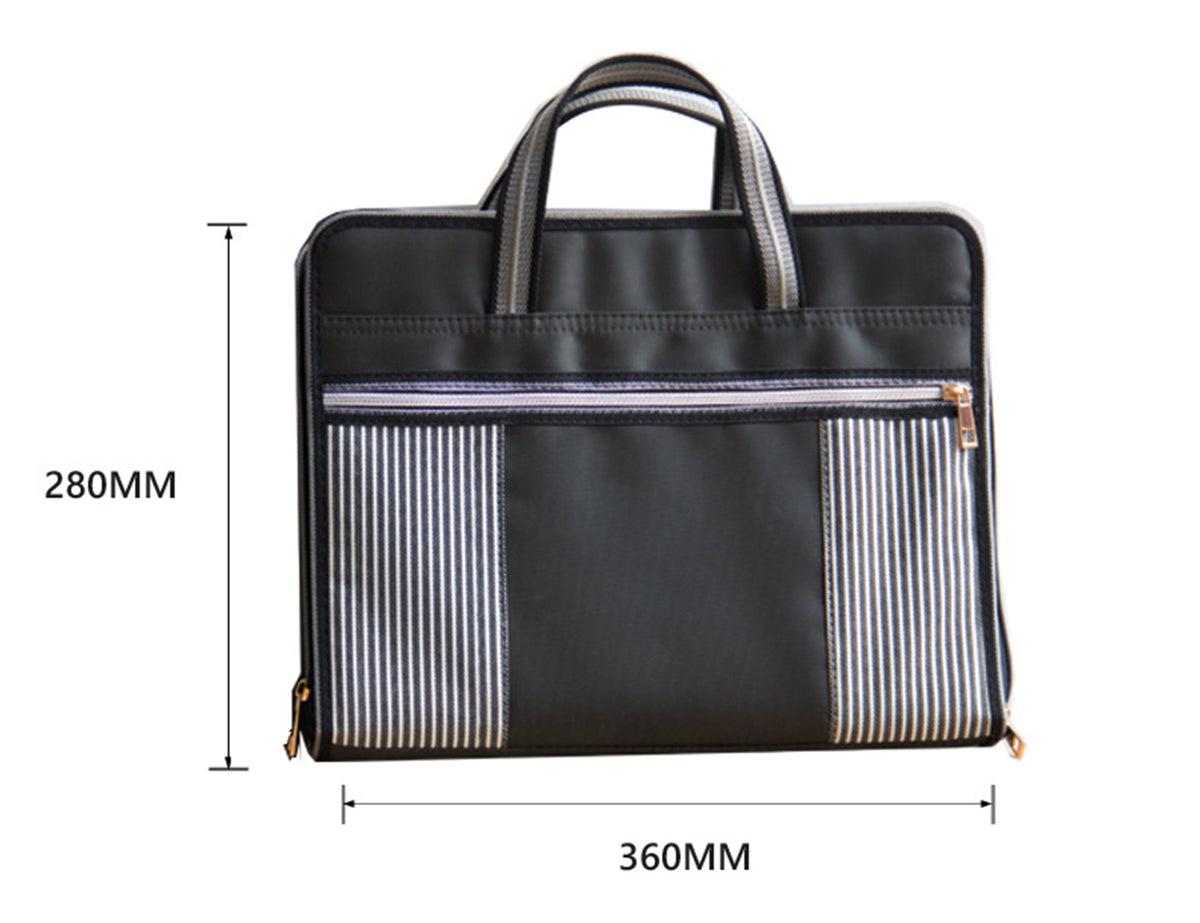 Document Briefcase Canvas Zipper File Bag W/Handle