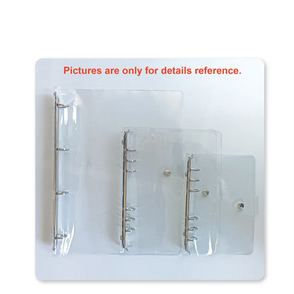 A7 Clear Soft PVC Round Ring Binders, 6-Ring Binder Cover with Snap Button Closure