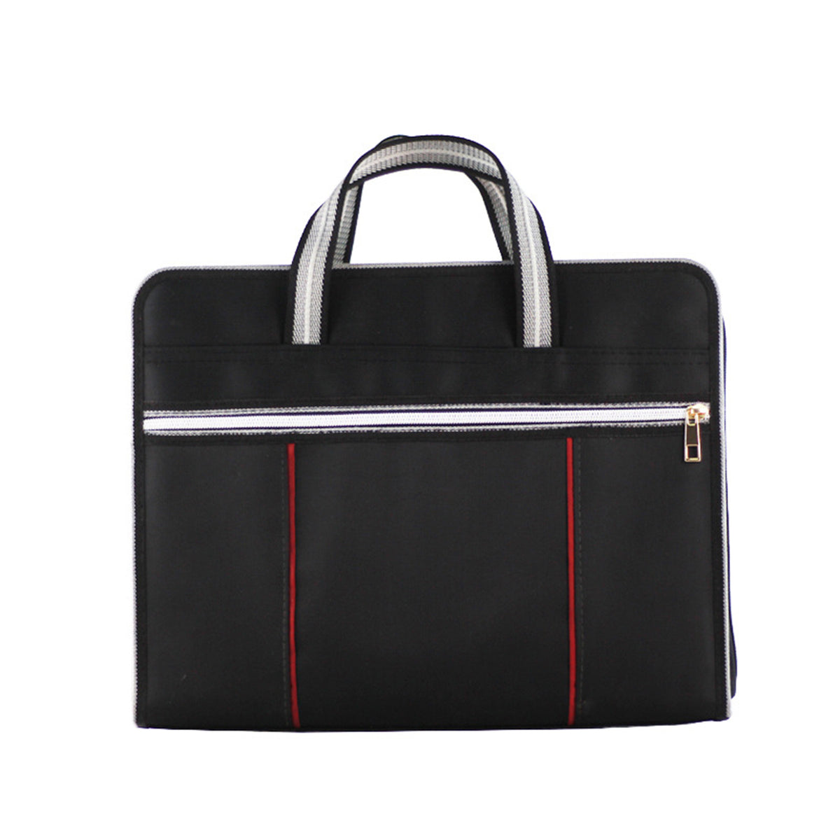 Document Briefcase Canvas Zipper File Bag W/Handle