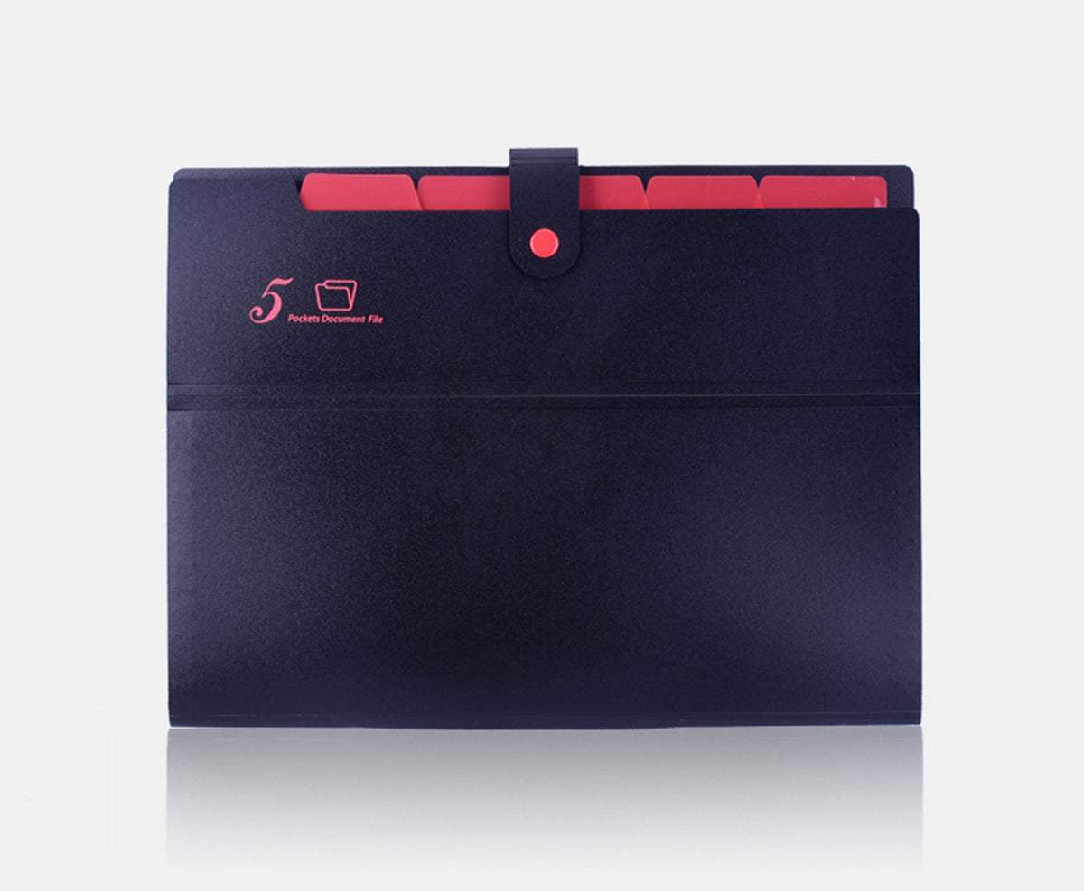 Letter A4 Size Expandable Poly File Folder with Snap Closures and Multi Pockets
