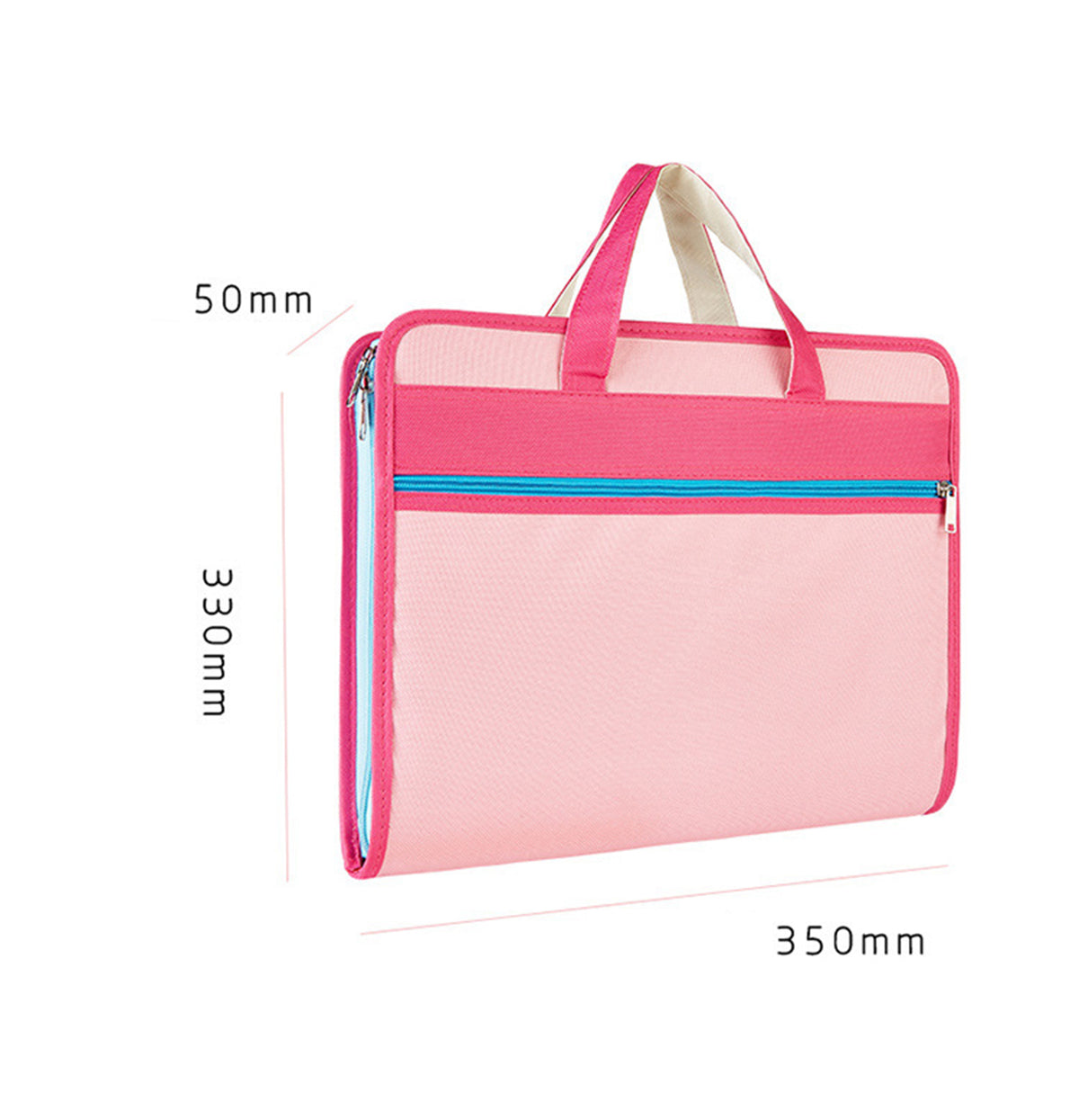 Document Briefcase Canvas Zipper File Bag W/Handle