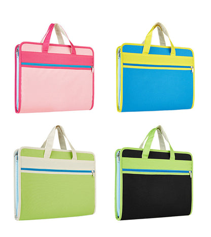 Document Briefcase Canvas Zipper File Bag W/Handle