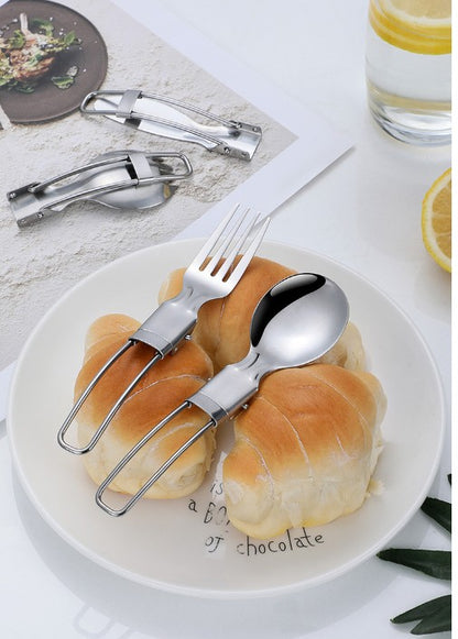 304 Stainless Steel Folding Cutlery Set 2 pieces