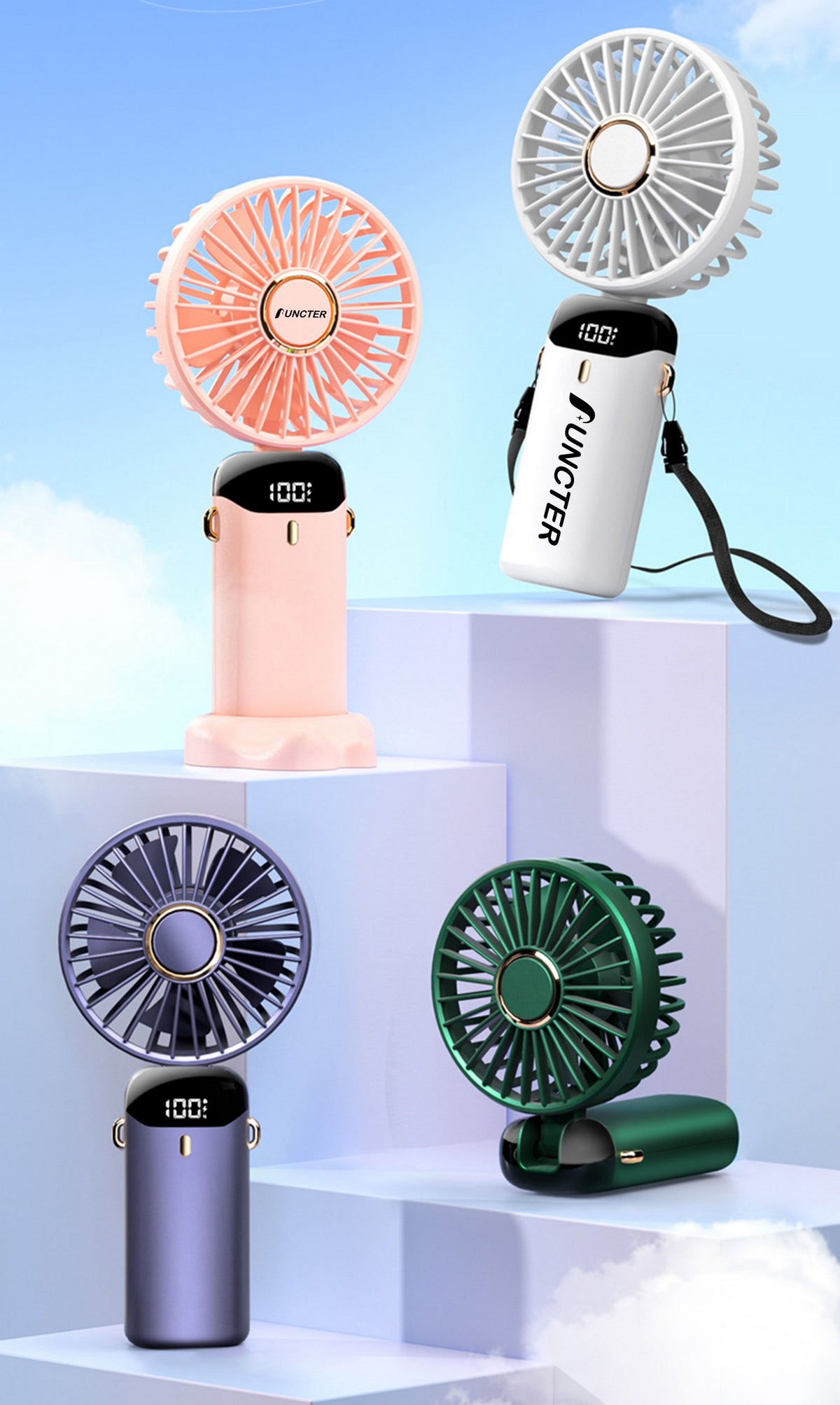 Mini Handheld Fan, Portable Personal Fan Hanging Neck Fan W/5 Speed Adjustable Fan