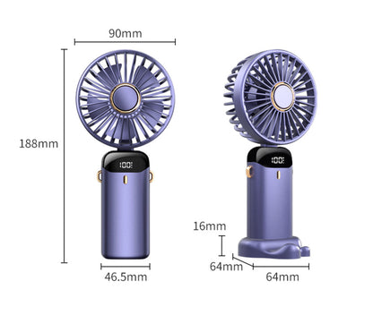 Mini Handheld Fan, Portable Personal Fan Hanging Neck Fan W/5 Speed Adjustable Fan