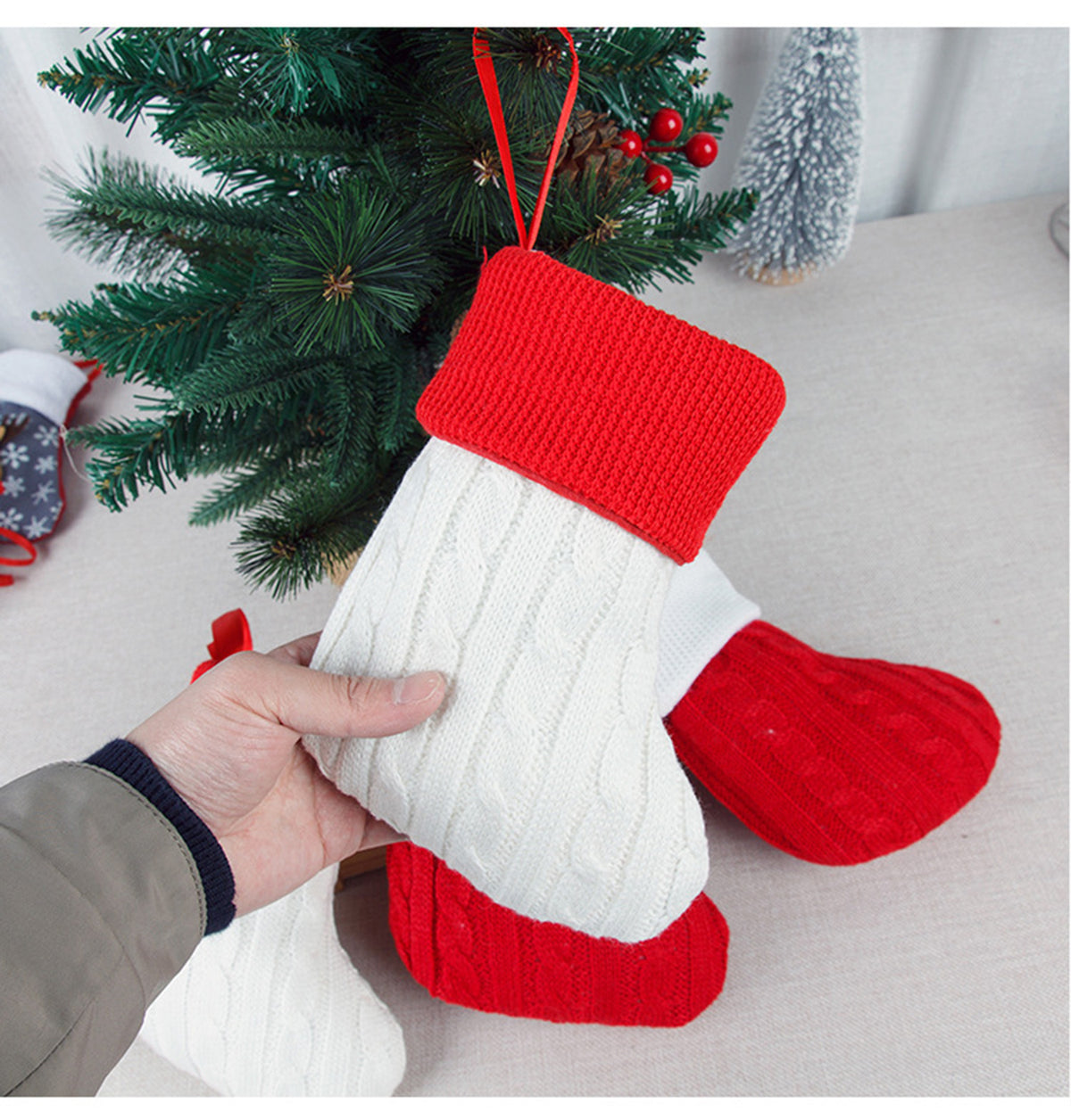Christmas Socks Knitting Red Snowflake Christmas Decoration for Home Gift Xmas Tree Natal