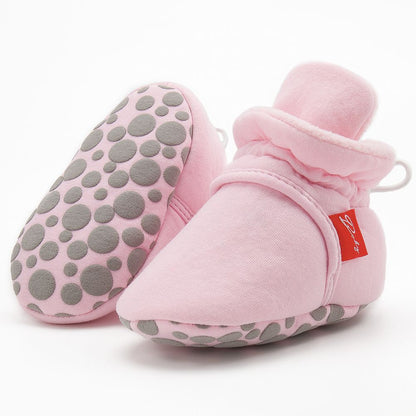 Cotton Baby Booties With Gripper Soles (0-6m)