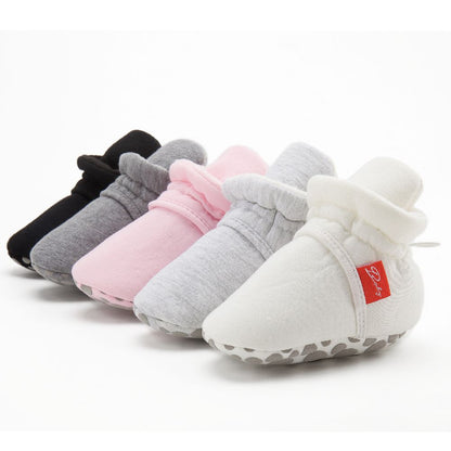 Cotton Baby Booties With Gripper Soles (0-6m)